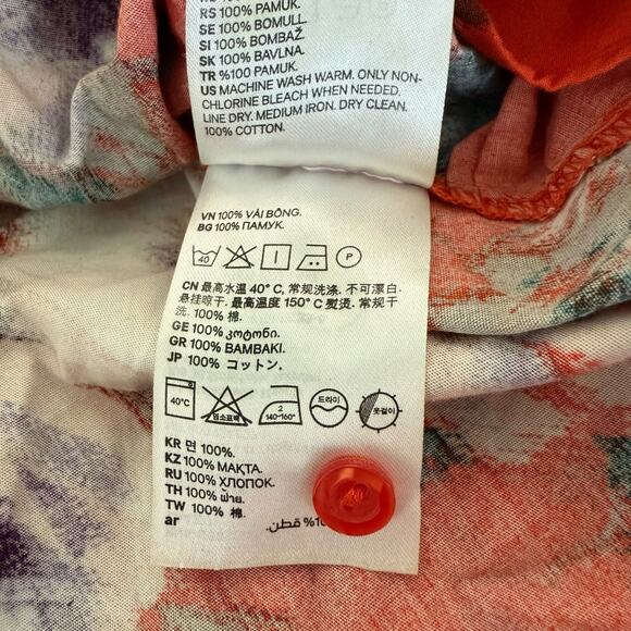 H&M Red Off-Shoulder Floral Puff Sleeve Top Romantic Y2K Blouse Size Small (4) - Picture 9 of 10